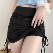 Mini Saia Verão outono linha lateral preto