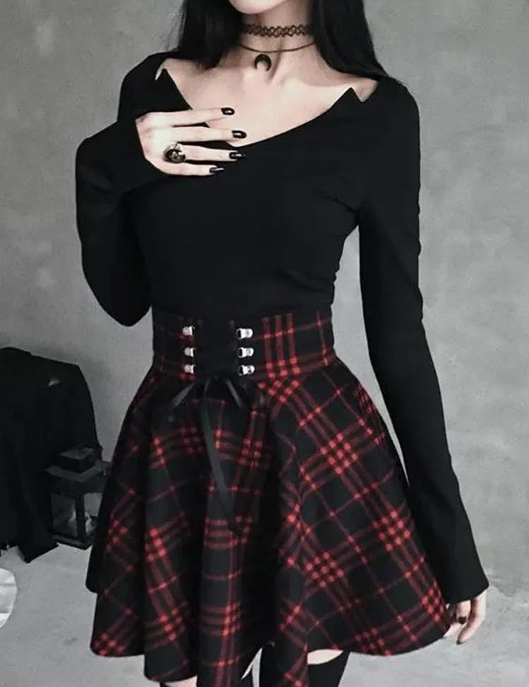 Mini Saia Xadrez Gótica Feminina 01