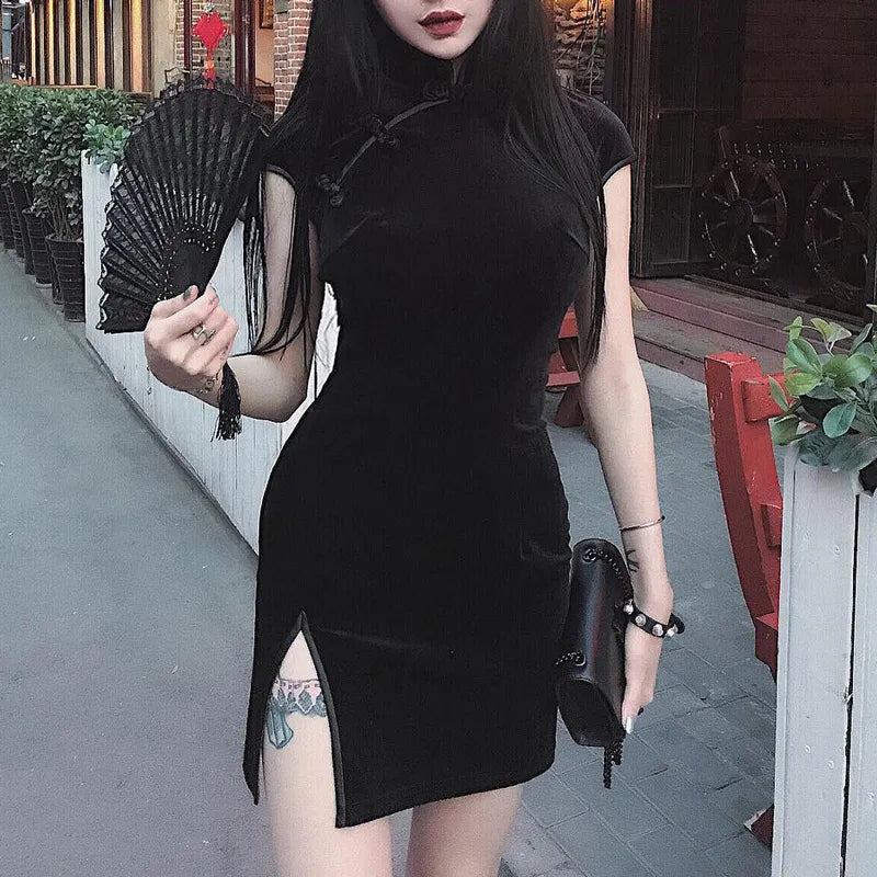 Mini Vestido Cheongsam moda chinesa