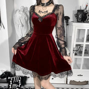 Mini Vestido de Renda 90s vintage Vermelho
