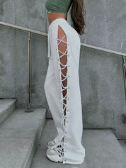 Calça de Malha com Fenda / Streetwear Feminina - CrystalVenus