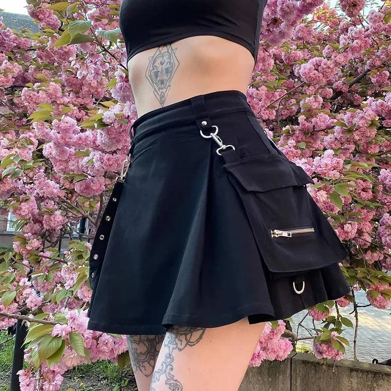 Saia Streetwear Gothic Feminina cintura alta