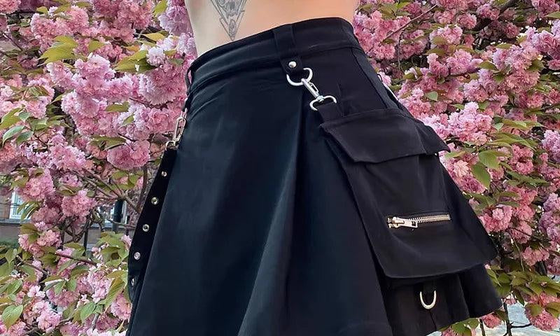 Saia Streetwear Gothic Feminina cintura alta