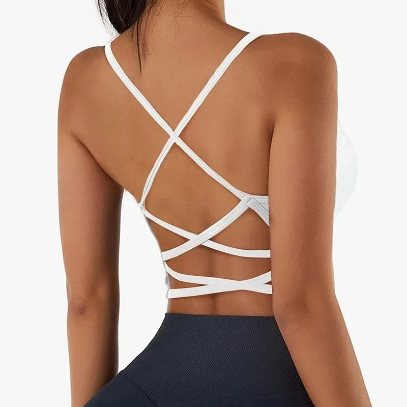 Sutia Esportivo Feminino Push Up alça cruzada