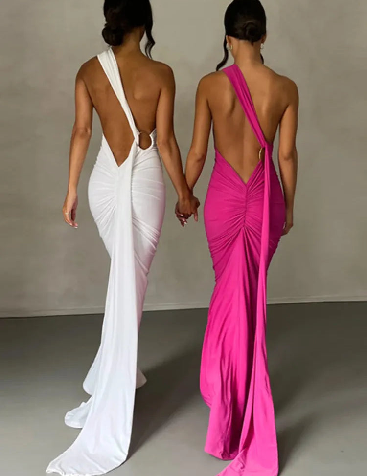 Vestido Longo Franzido branco